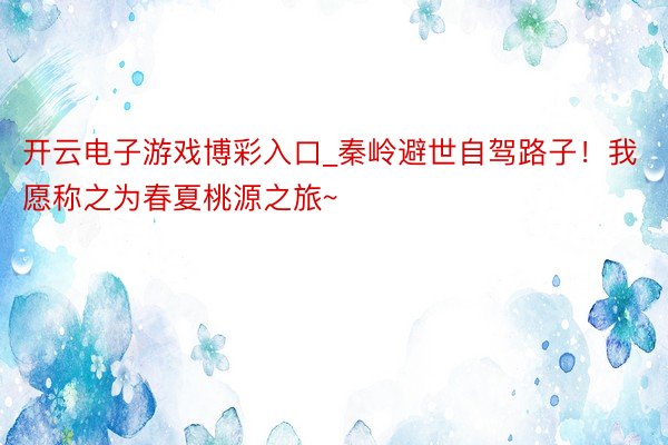 开云电子游戏博彩入口_秦岭避世自驾路子！我愿称之为春夏桃源之旅~