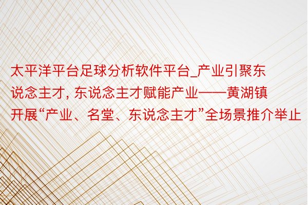 太平洋平台足球分析软件平台_产业引聚东说念主才， 东说念主才赋能产业——黄湖镇开展“产业、名堂、东说念主才”全场景推介举止