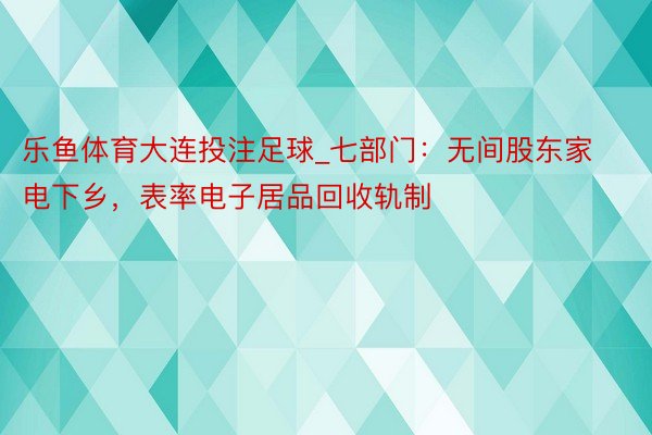 乐鱼体育大连投注足球_七部门：无间股东家电下乡，表率电子居品回收轨制