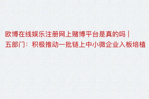 欧博在线娱乐注册网上赌博平台是真的吗 | 五部门：积极推动一批链上中小微企业入板培植