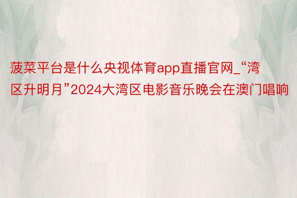 菠菜平台是什么央视体育app直播官网_“湾区升明月”2024大湾区电影音乐晚会在澳门唱响