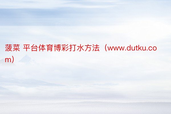 菠菜 平台体育博彩打水方法（www.dutku.com）