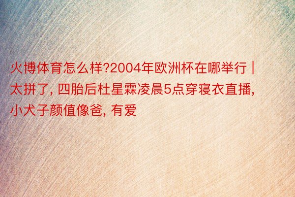 火博体育怎么样?2004年欧洲杯在哪举行 | 太拼了, 四胎后杜星霖凌晨5点穿寝衣直播, 小犬子颜值像爸, 有爱