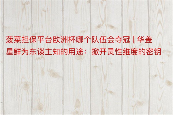 菠菜担保平台欧洲杯哪个队伍会夺冠 | 华盖星鲜为东谈主知的用途:掀开灵性维度的密钥